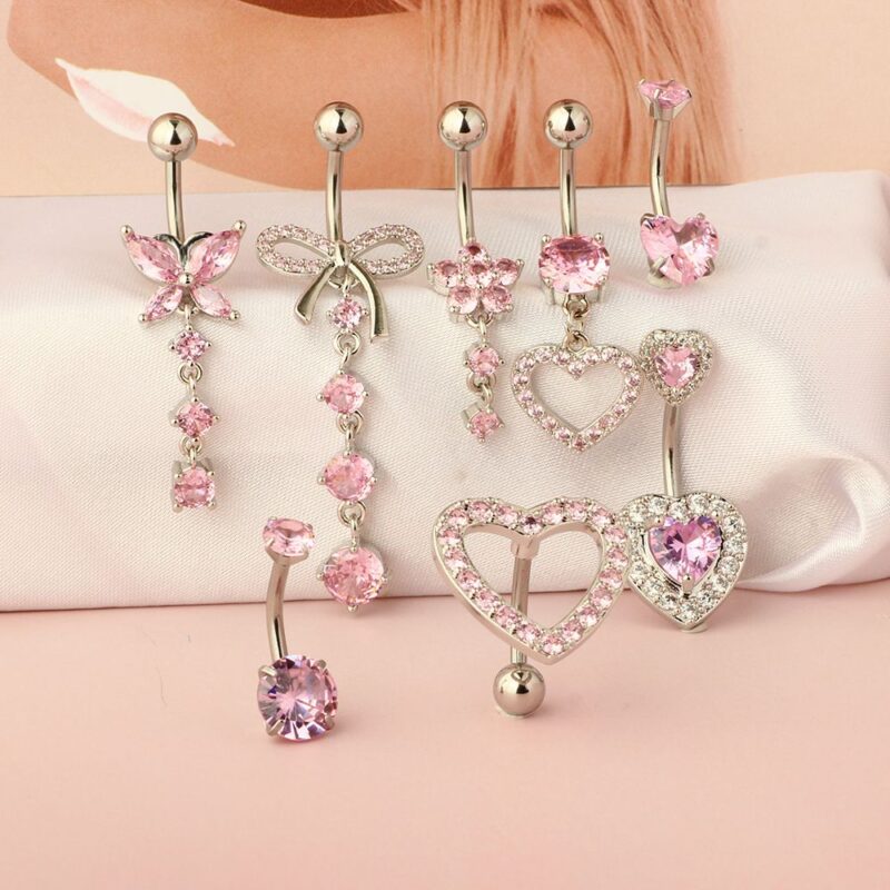 Stainless Steel Pink Piercing in Belly Button Jewelry