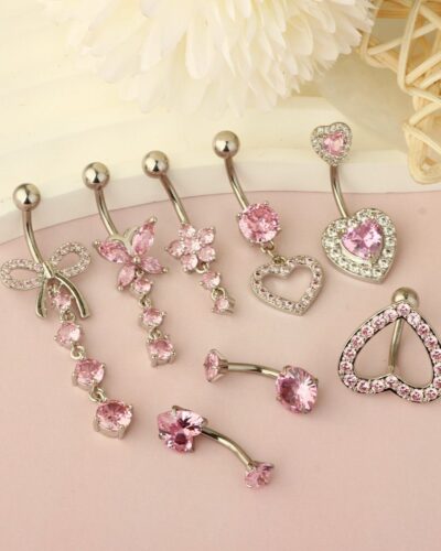 Stainless Steel Pink Piercing in Belly Button Jewelry