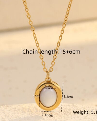 Stainless Steel Womens Chain with Oval Pendant 6