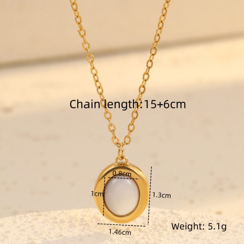 Stainless Steel Womens Chain with Oval Pendant 6