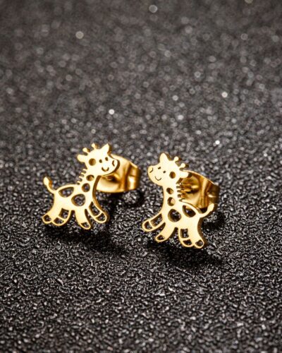Stainless Steel Women's Earrings with Giraffe Design