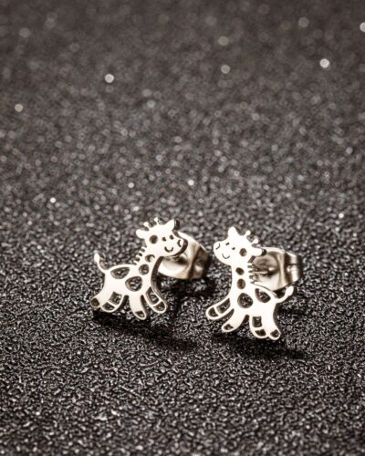 Stainless Steel Women's Earrings with Giraffe Design