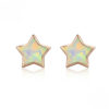 Star Shaped Sterling Silver Opal Earrings Rose Gold Plated show
