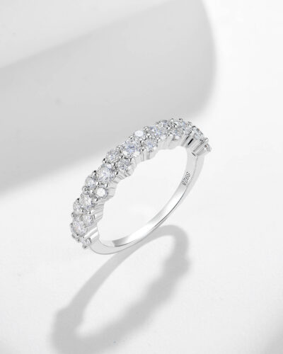 Stars Moissanite Eternity Ring with 925 Sterling Silver