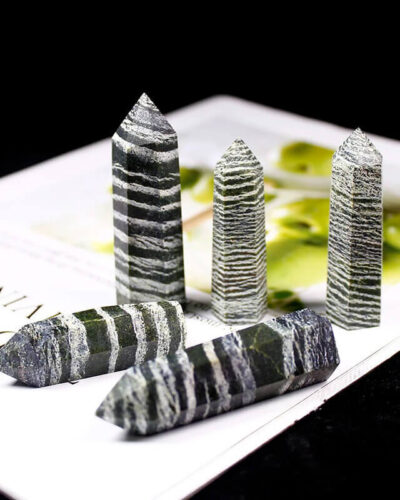 Stripe Stone Green Zebra Crystal Tower Point Wholesale