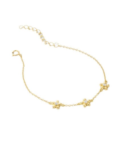 Sweet 925 Sterling Silver Daisy Bracelet 18K Gold Plated SHOW