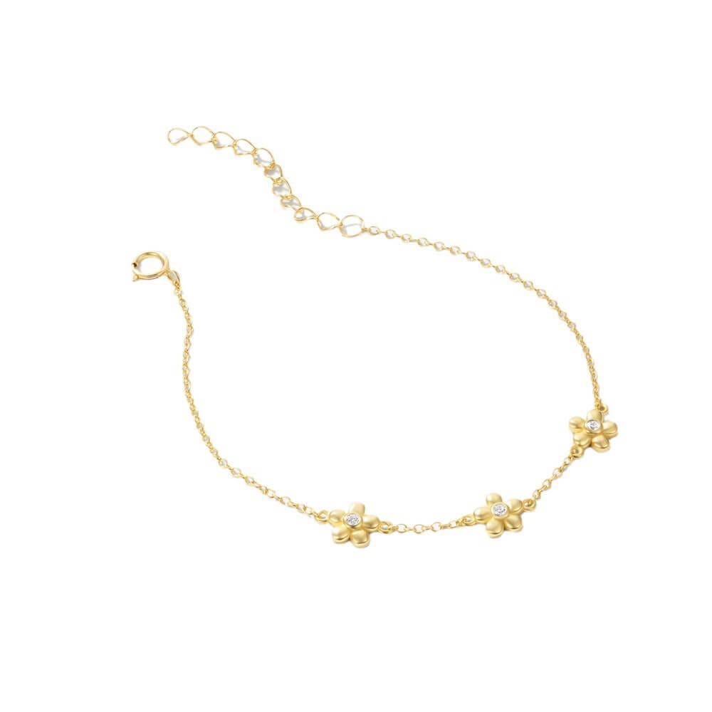 Sweet 925 Sterling Silver Daisy Bracelet 18K Gold Plated SHOW