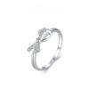 Sweet Silver Bow Tie Ring with Shining CZ