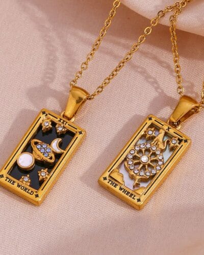 Tarot Stainless Steel Necklace with Zircon Wholesale 10