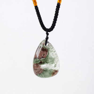 Teardrop Green Phantom Crystal Pendant Necklaces Wholesale