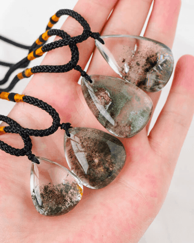 Teardrop Green Phantom Crystal Pendant Necklaces Wholesale