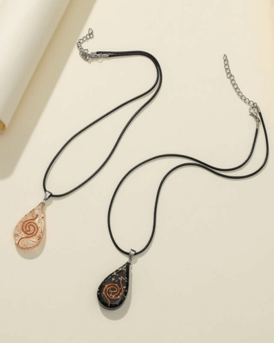 Teardrop Shape Black Tourmaline Chakra Pendant with Pattern
