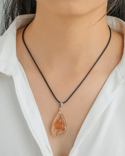 Teardrop Shape Black Tourmaline Chakra Pendant with Pattern