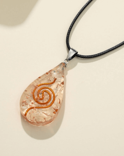 Teardrop Shape Black Tourmaline Chakra Pendant with Pattern