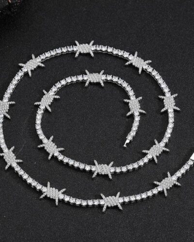 Thorns Zircon Tennis Necklace for Men Wholesale