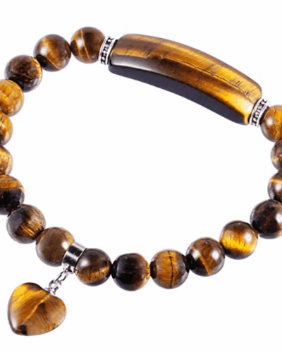 8MM Healing Crystal Heart Charm Bracelet Bulk