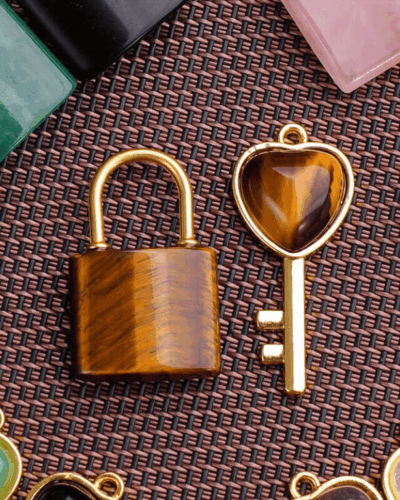 Crystal Customized Couple Pendants Wholesale Lock & Key Set