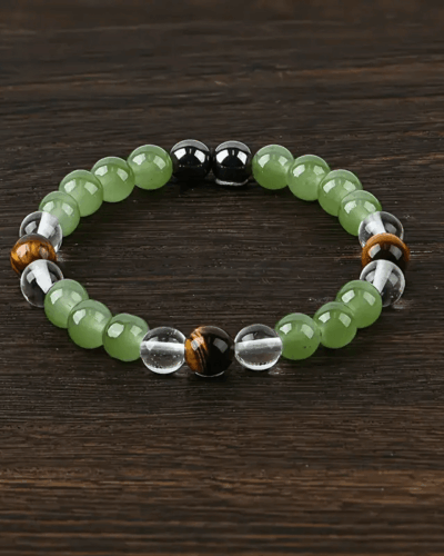 Green Aventurine Crystal Bracelet with Tiger Eye Beads