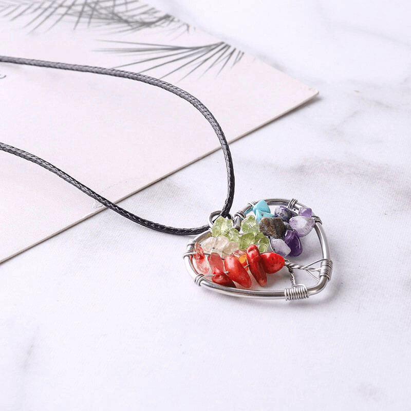 Tree of Life Heart Crystal Chip Stone Pendants Wholesale