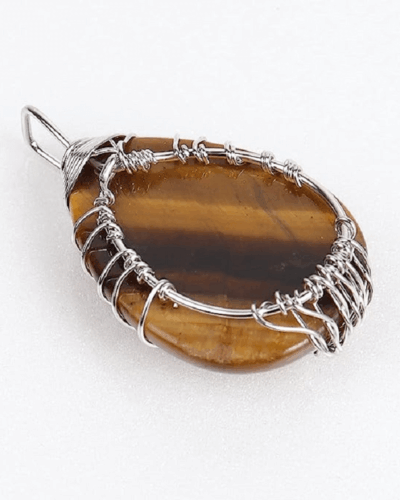 Tree of Life Teardrop Healing Crystal Pendants Metal Chain