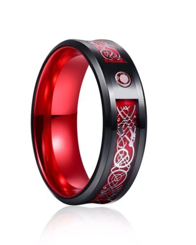 Two Color Dragon Band Men's Rings with Zircon
