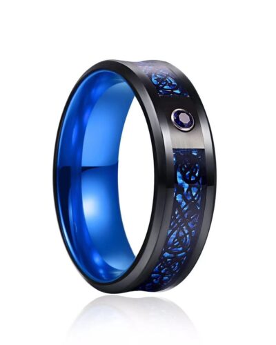 Two Color Dragon Band Men's Rings with Zircon