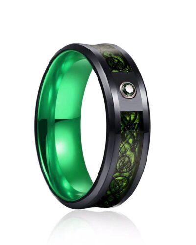 Two Color Dragon Band Men's Rings with Zircon