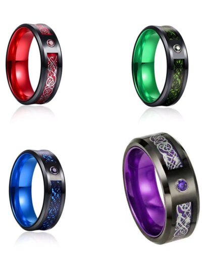 Alternativní pohled na Two Color Dragon Band Men's Rings with Zircon