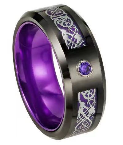 Two Color Dragon Band Men's Rings with Zircon