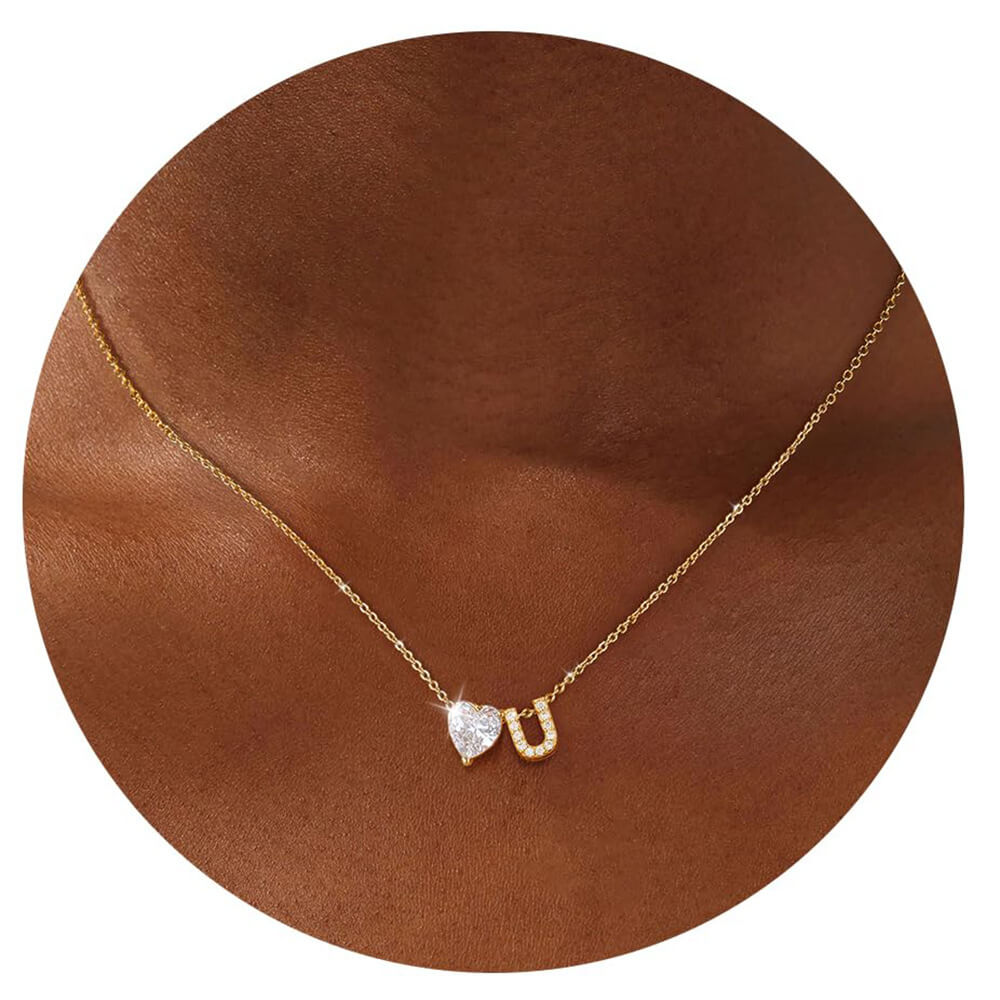 18K Gold Plated Initial Letter A-Z Pendant Necklace Heart Bulk - Image 12