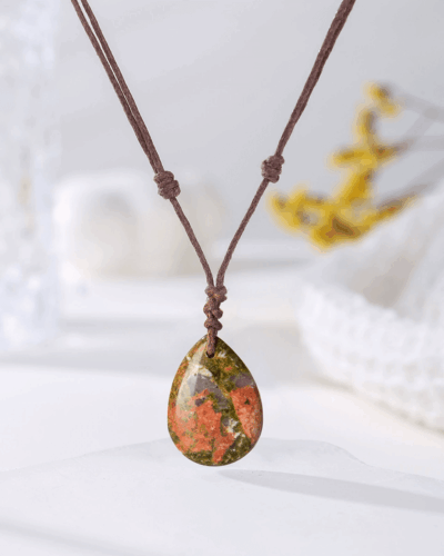 Natural Crystal Pendant Adjustable Woven Necklace Unisex