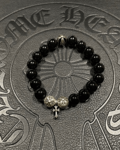 Hip-hop Premium Cross Black Obsidian Bracelet Unisex
