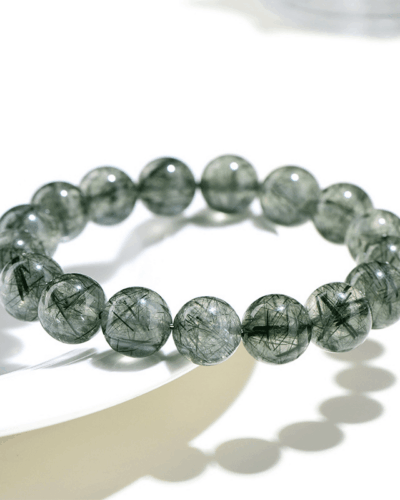 4A Natural Green Rutilated Quartz Bracelet for Wealth