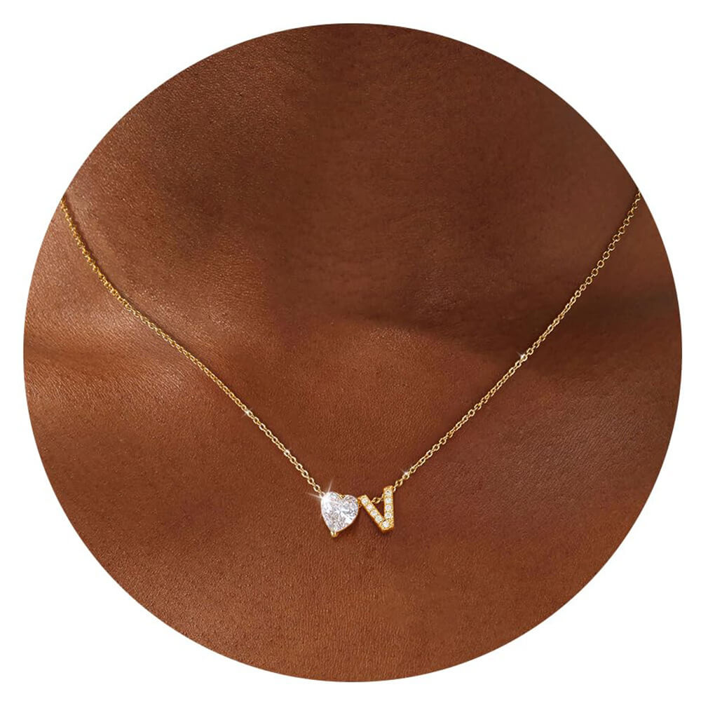 18K Gold Plated Initial Letter A-Z Pendant Necklace Heart Bulk - Image 13