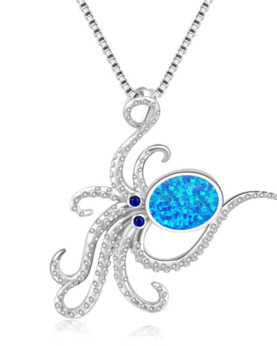 Vacation Style Opal Octopus Pendant Necklace SHOW