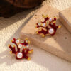 Versatile Stainless Steel Coral Pearl Earrings