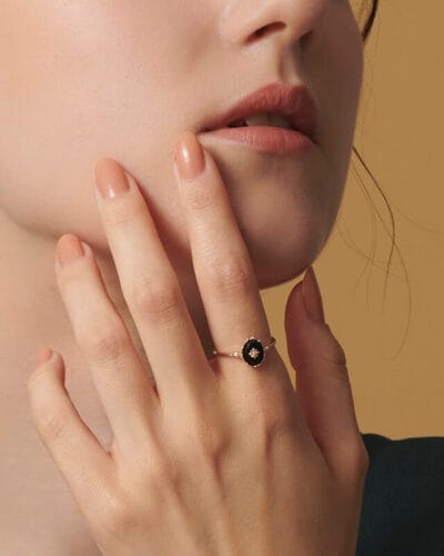 Vintage Black Agate Engagement Ring S925 3