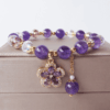 8MM Vintage Elegant Purple Crystal Bracelet Flower Pendant