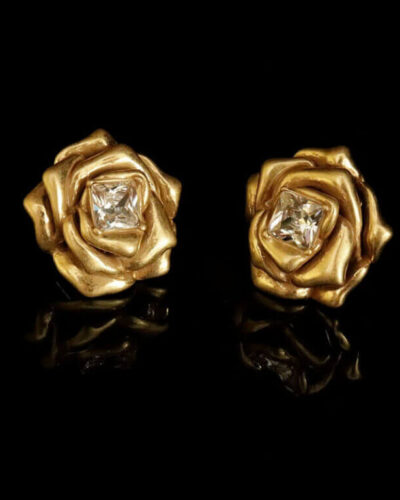 Alternative Ansicht von Vintage Style Gold Plated Rose Earring with Square Zirconia