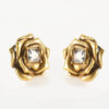 Vintage Style Gold Plated Rose Earring with Square Zirconia