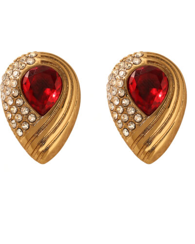 Vintage Teardrop Earrings Stainless Steel with CZ style 3