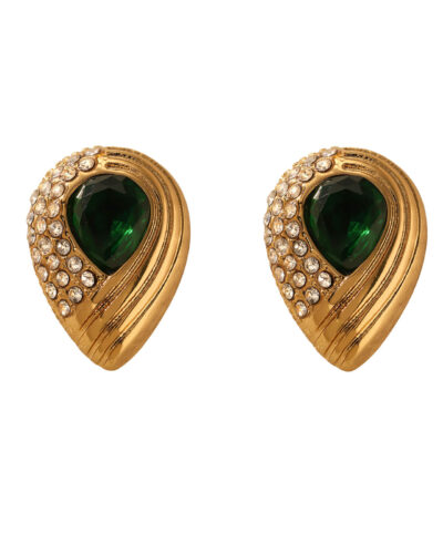 Vintage Teardrop Earrings Stainless Steel with CZ Style 2