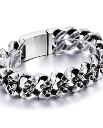 Vintage Twisted Braided Skull Stainless Steel Bracelet-SILVERY