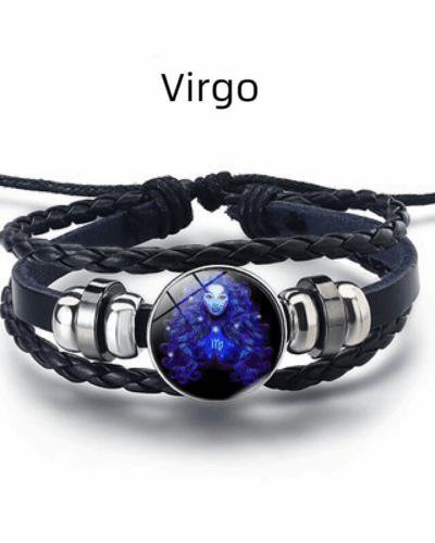 Leather Woven 12 Zodiac Signs Spirit Bracelet Unisex