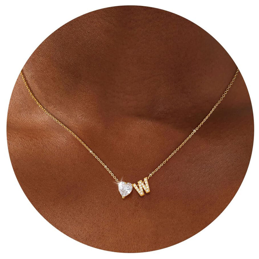 18K Gold Plated Initial Letter A-Z Pendant Necklace Heart Bulk - Image 14