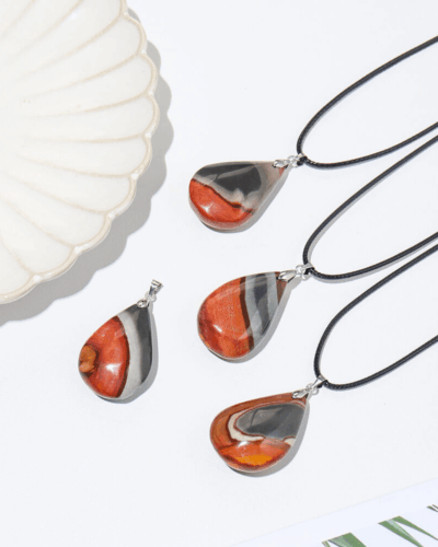 Waterdrop Stripe Ocean Agate Pendant Necklaces Wholesale