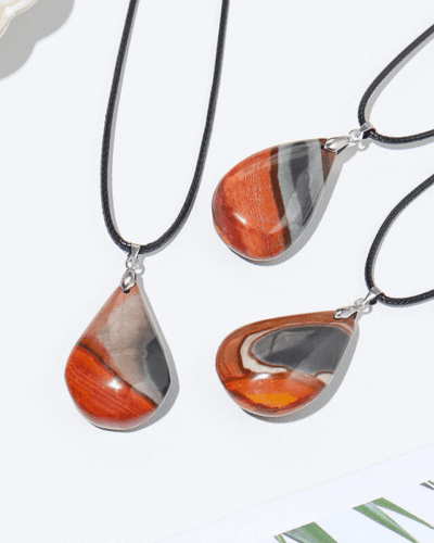 Waterdrop Stripe Ocean Agate Pendant Necklaces Wholesale