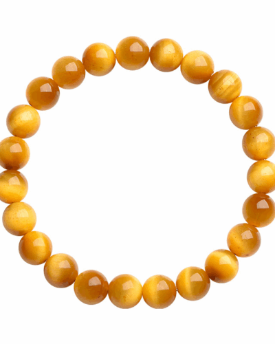 Natural Round Beads Gold Tiger Eye Gemstone Bracelet for Wealth