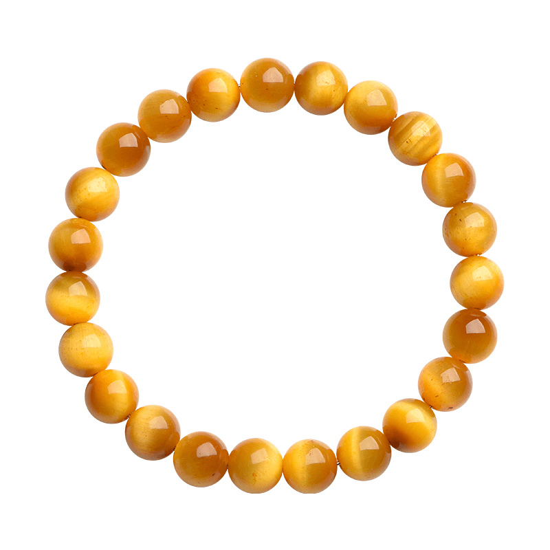 Natural Round Beads Gold Tiger Eye Gemstone Bracelet for Wealth