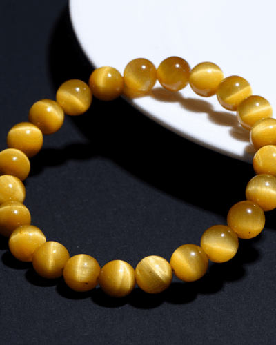 Wealth Natural Round Beads Gold Tiger Eye Gemstone Bracelet